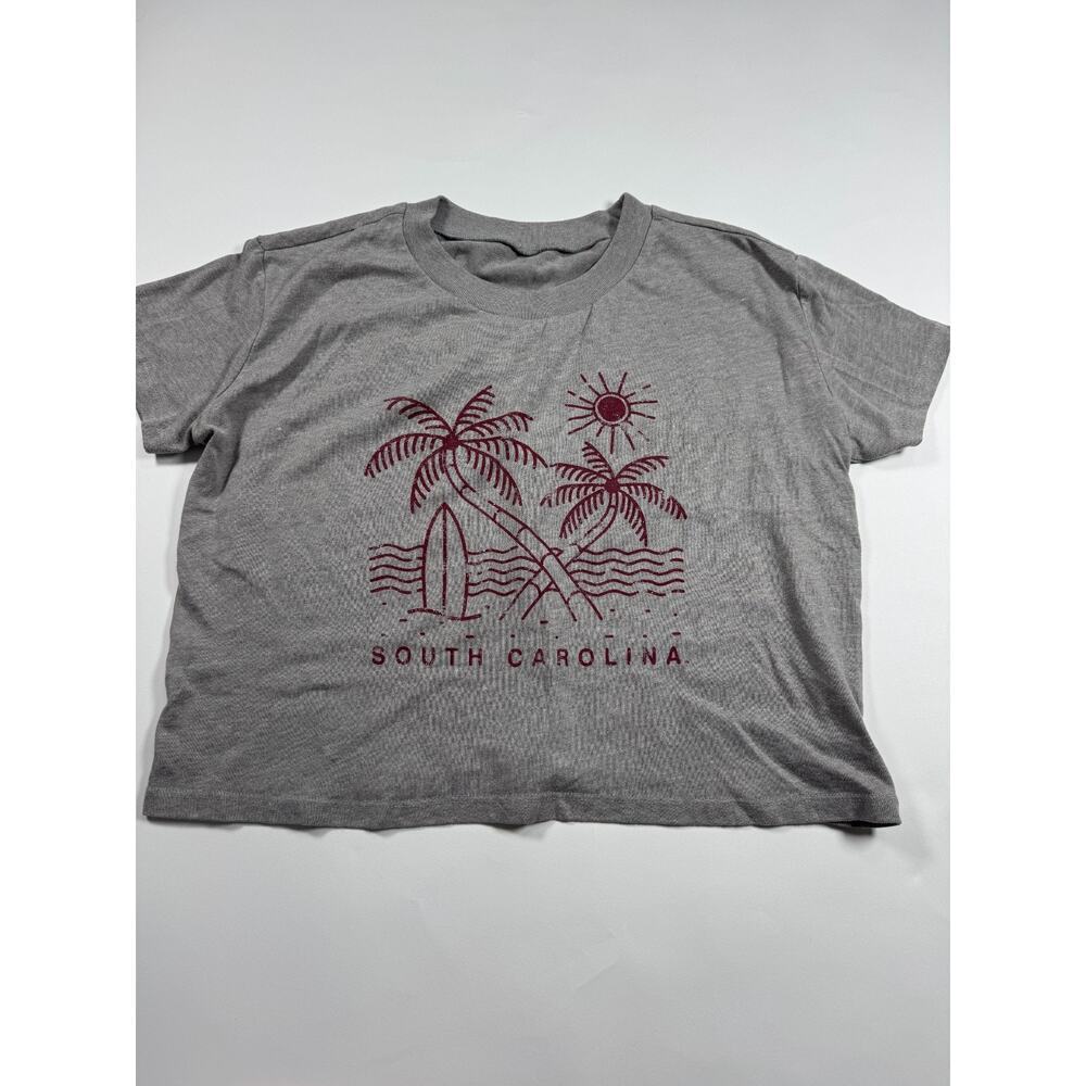 Women’s Gray Crop T-Shirt South Carolina Graphic Tee Size Small Beach Casual Top